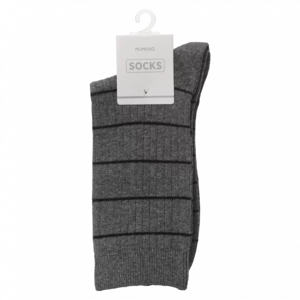MUMUSO Mini Crew Socken für Herren aus Baumwollmischung, dunkelgrau mit Streifen – bequeme Herrensocken für den Alltag.