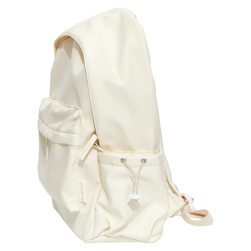 MUMUSO minimalistischer Rucksack beige – schlichter Rucksack für Alltag und Freizeit, geräumig und leicht.