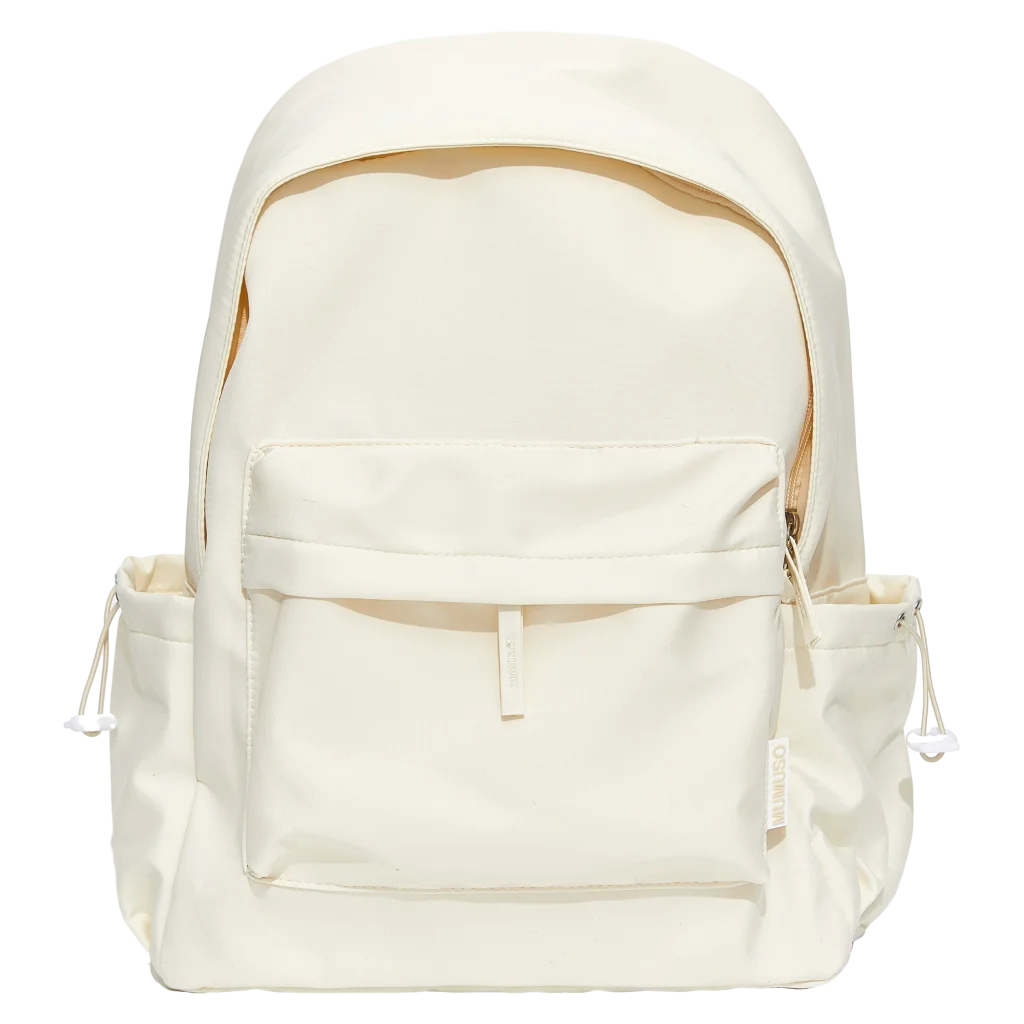 MUMUSO minimalistischer Rucksack beige – schlichter Rucksack für Alltag und Freizeit, geräumig und leicht.