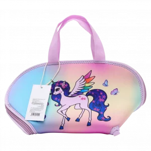 MUMUSO Lunchbag Kinder aus Neopren mit Einhorn und Tragegriff, mehrfarbig – praktische Brottasche für unterwegs.