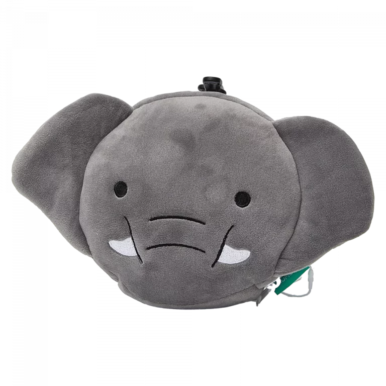 MUMUSO Nackenkissen Elefant aus Polyester, 162,5 g (Grau) – kuscheliges Reisekissen mit Schlafmaske für Erwachsene.