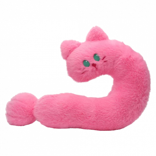 MUMUSO Nackenkissen U-Form als Katze, flauschiges Plüschkissen (Pink), ideal für entspannte Reisen und Kinder.