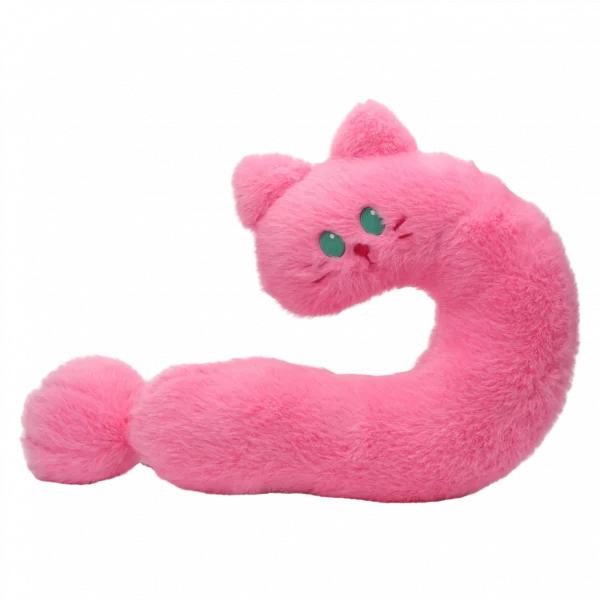 MUMUSO Nackenkissen U-Form als Katze, flauschiges Plüschkissen (Pink), ideal für entspannte Reisen und Kinder.