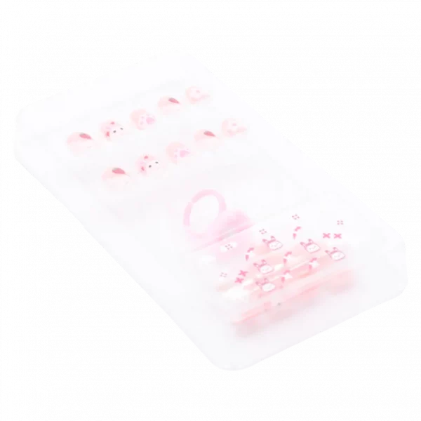 MUMUSO Kinder Nagelfolien in Rosa mit Hasen und Erdbeer-Print – selbstklebende Nagelsticker für Kindernägel, kreativ gestaltbar.
