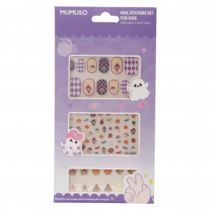 MUMUSO Nagelsticker für Kinder mit Halloweenfiguren, selbstklebend und bunt – kreativer Nagelaufkleber für Mädchen.