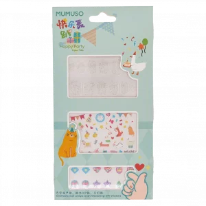 MUMUSO Nagelsticker-Set für Kinder mit Happy-Party-Print, mehrfarbig – Nagelsticker Kinder für kreative Nageldekoration.