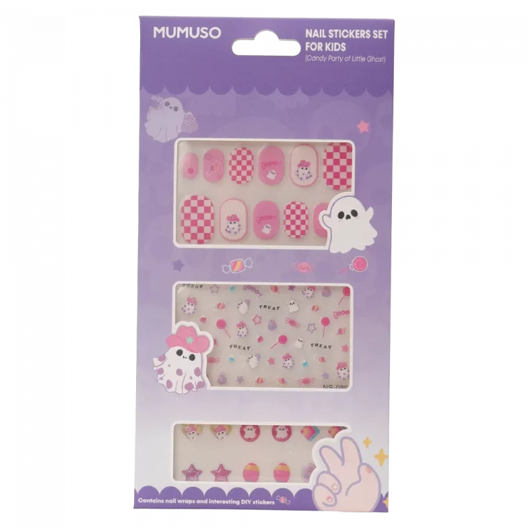 MUMUSO Nagelsticker-Set für Kinder, selbstklebend, mehrfarbig mit Little Ghost und süßen Motiven – Nagelsticker Kinder.