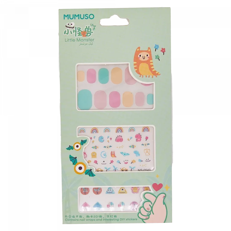 MUMUSO Nagelsticker Kinder mit Monster, selbstklebend, mehrfarbig – Nagelsticker-Set für Kinder mit buntem Monster-Aufdruck.