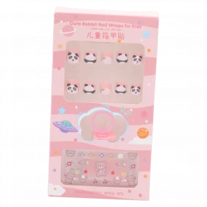 MUMUSO Nagelsticker-Set für Kinder mit Panda-Print, verschiedene Größen in Rosa/Weiß – Nagelsticker Kinder für kleine Nägel.