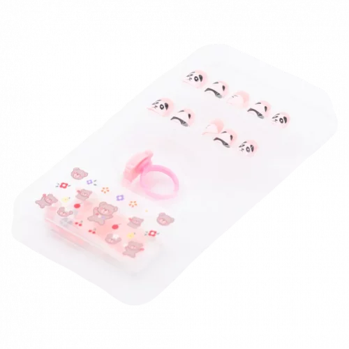 MUMUSO Nagelsticker-Set für Kinder mit Panda-Print, verschiedene Größen in Rosa/Weiß – Nagelsticker Kinder für kleine Nägel.