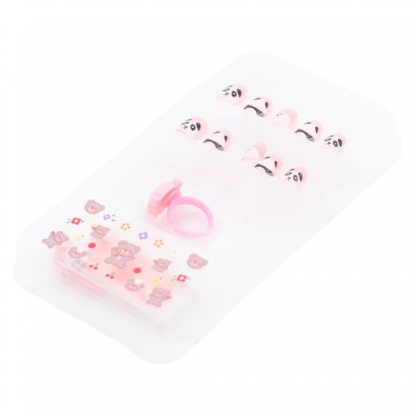 MUMUSO Nagelsticker-Set für Kinder mit Panda-Print, verschiedene Größen in Rosa/Weiß – Nagelsticker Kinder für kleine Nägel.