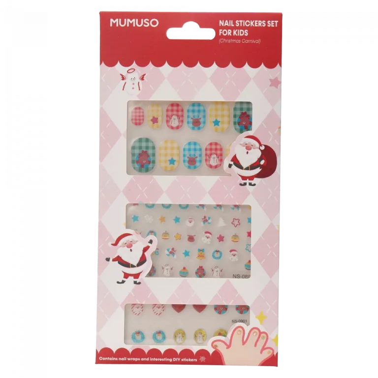 MUMUSO Nagelsticker-Set für Kinder mit Weihnachtsfiguren, mehrfarbig – kreative Nagelsticker für festliche Kindernägel.