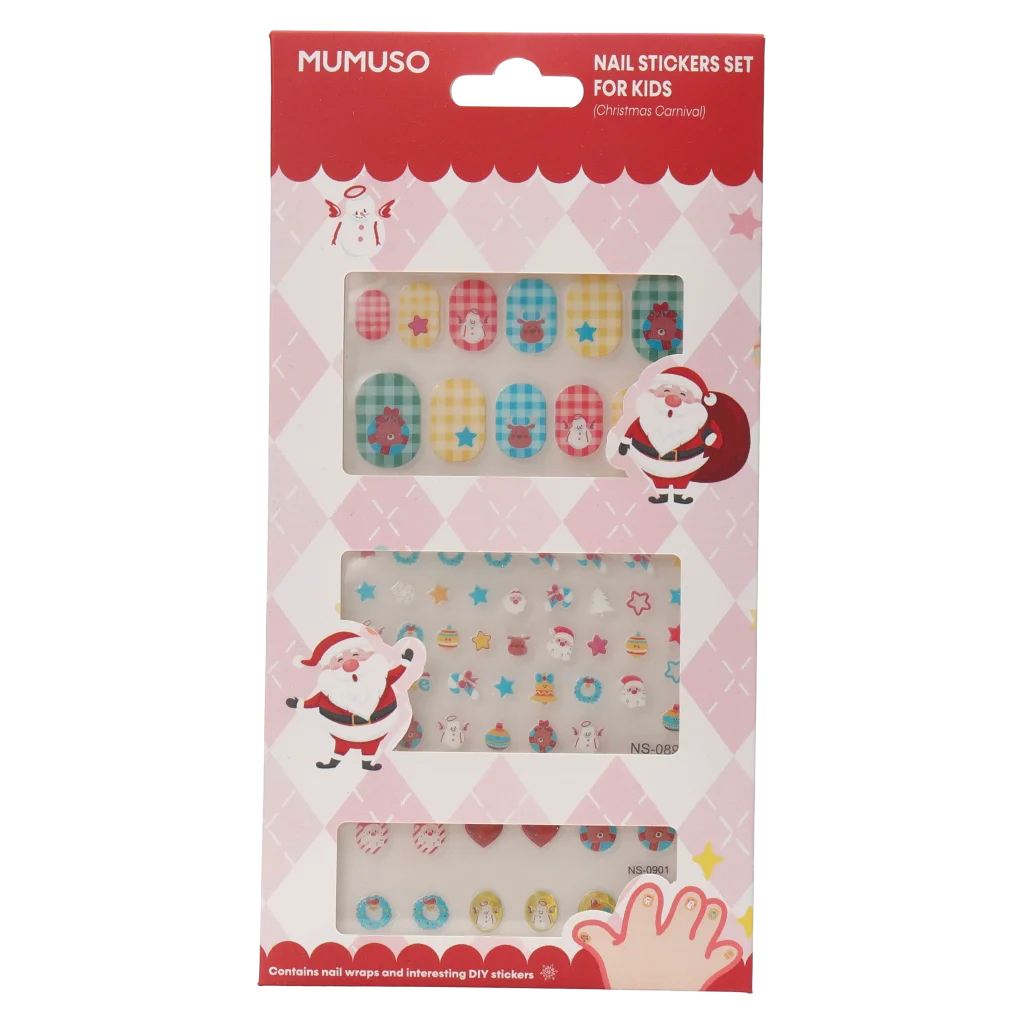 MUMUSO Nagelsticker-Set für Kinder mit Weihnachtsfiguren, mehrfarbig – kreative Nagelsticker für festliche Kindernägel.
