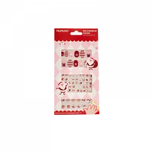 MUMUSO Nagelsticker-Set für Kinder, mehrfarbig mit Weihnachtsmann und Rentier – selbstklebende Nagelsticker für kreative Nagelgestaltung.