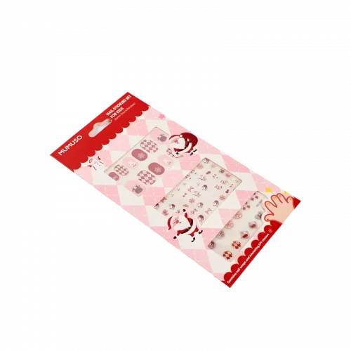 MUMUSO Nagelsticker-Set für Kinder, mehrfarbig mit Weihnachtsmann und Rentier – selbstklebende Nagelsticker für kreative Nagelgestaltung.