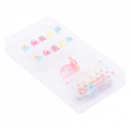 MUMUSO Nagelsticker für Kinder mit bunten Blumenmustern und Kaninchen, selbstklebend für kreative Nägel, ideal für Kinderhände.