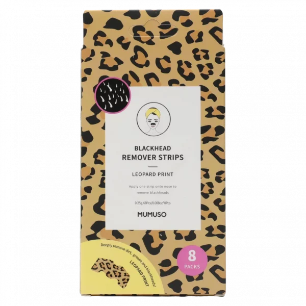 MUMUSO Nasenpflaster zur Mitesserentfernung, 8er-Pack (Beige mit Leopardenmuster) – Porenpflaster für klare Haut.