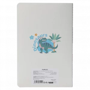 MUMUSO Notizbuch A5 mit Dinosaurier, bunt – kreatives A5 Schreibheft für Kinder und Schule mit Fadenbindung.