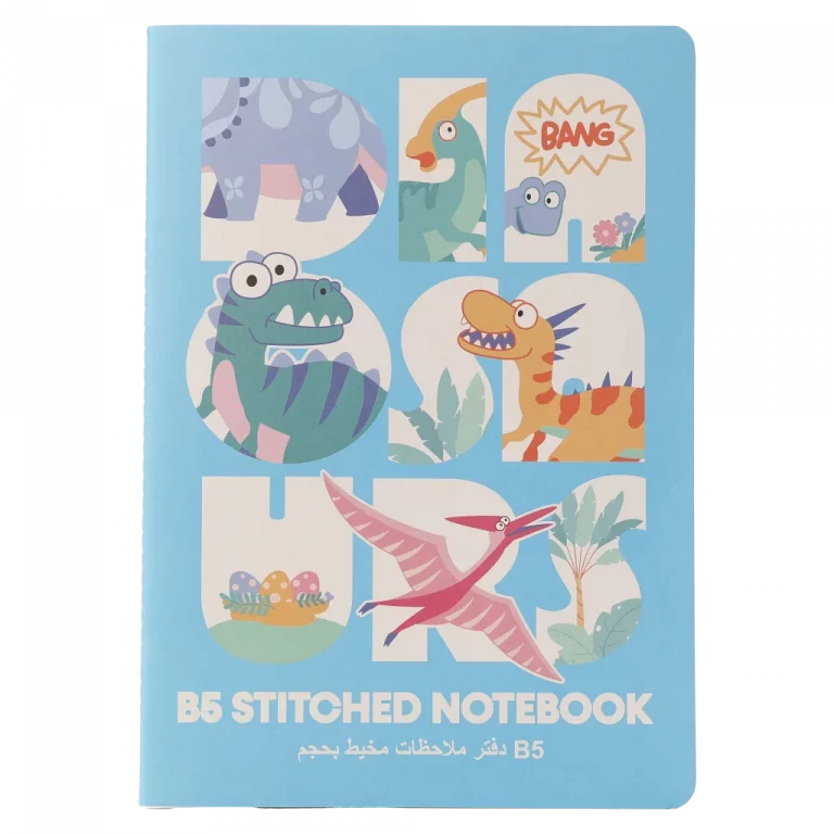 MUMUSO Notizbuch B5 mit Dinosaurier, blau – Kinder Notizbuch mit Tier-Print für Schule oder Zuhause.