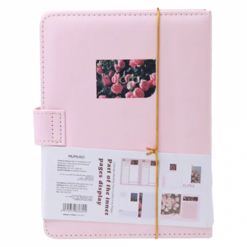 MUMUSO Notizbuch mit Magnetverschluss in Rosa, Blumen-Cover – praktisches Notizbuch für Alltag oder Büro.