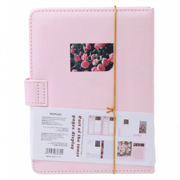MUMUSO Notizbuch mit Magnetverschluss in Rosa, Blumen-Cover – praktisches Notizbuch für Alltag oder Büro.