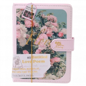 MUMUSO Notizbuch mit Magnetverschluss in Rosa, Blumen-Cover – praktisches Notizbuch für Alltag oder Büro.