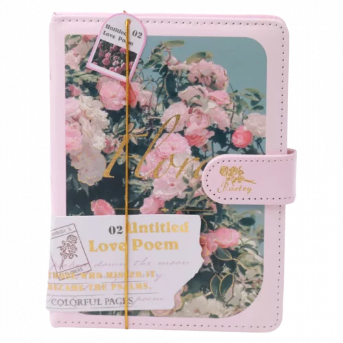 MUMUSO Notizbuch mit Magnetverschluss in Rosa, Blumen-Cover – praktisches Notizbuch für Alltag oder Büro.
