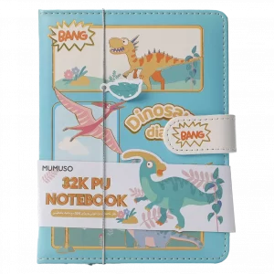 MUMUSO Notizbuch mit Magnetverschluss, hellblau mit Dinosaurier, für Schule und Alltag, hochwertiges Notizbuch Kinder.