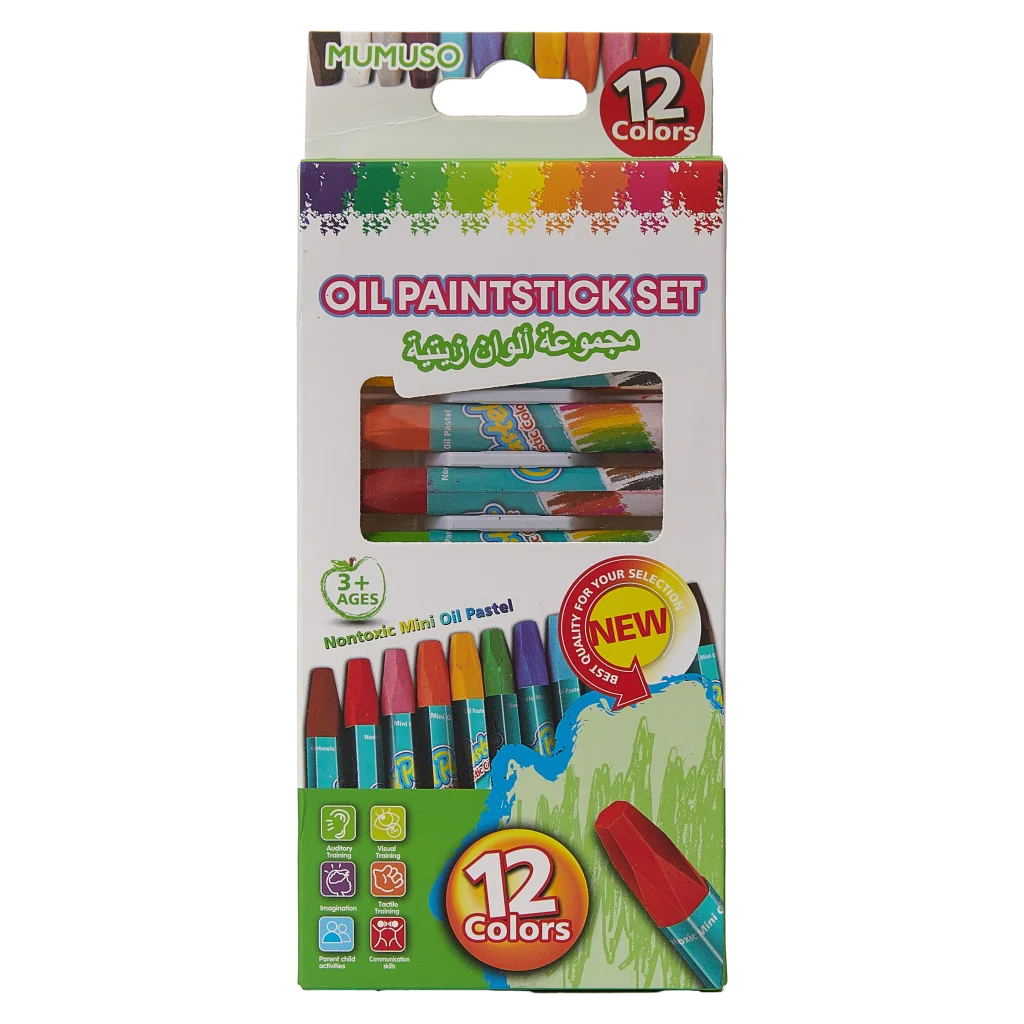 mumuso_oel-pastellmalstifte_12er-set_mehrfarbig.webp MUMUSO Öl-Pastellmalstifte Set mit 12 kräftigen Farben – ideale Ölkreiden für Kinder und Einsteiger in die Pastellmalerei.