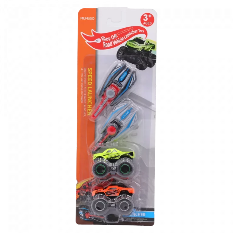 MUMUSO Spielzeugauto Set, 3-teilig aus Metall und ABS-Kunststoff, Offroad-Modellautos mit Launcher für Kinder ab 3 Jahren.
