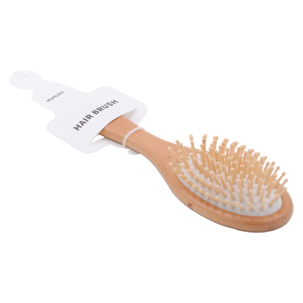 MUMUSO ovale Haarbürste aus Buchenholz – natürliche Holzbürste für schonende Haarpflege bei Damen und Herren.