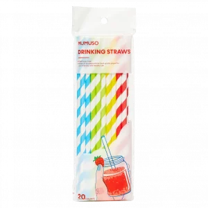 MUMUSO Papier-Trinkhalme, biologisch abbaubar, 20 Stück (Blau/Gelb/Grün/Rot) – umweltfreundliche Trinkhalme bunt für Partys.