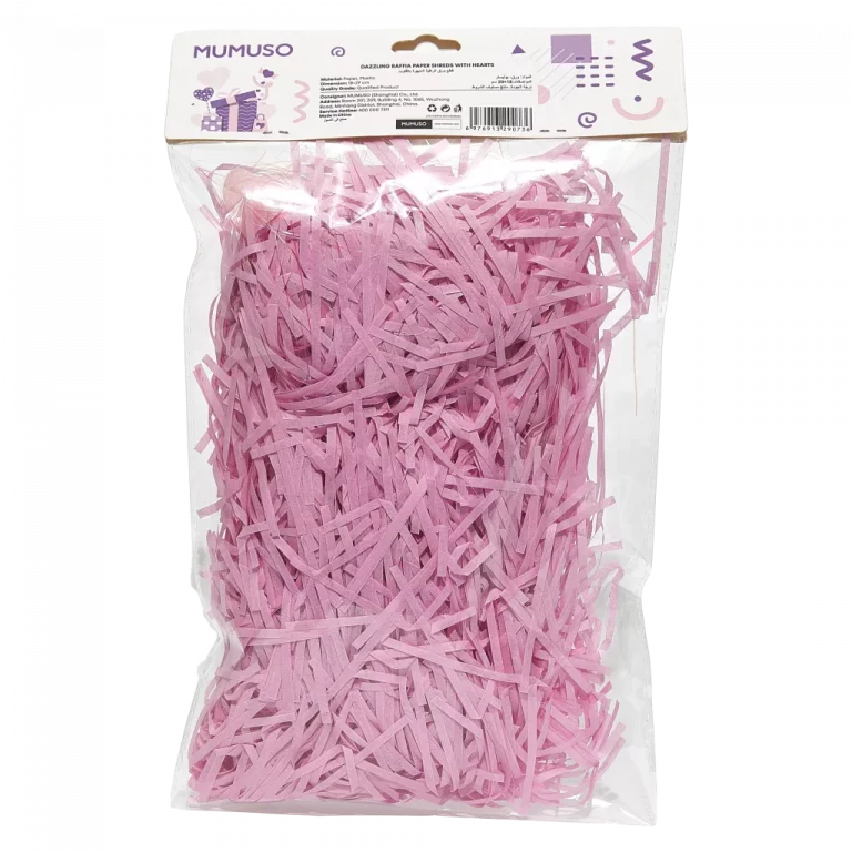 MUMUSO Papierstreifen für Geschenkverpackung in Rosa mit Herzchen – dekoratives Füllmaterial für Geschenkboxen.