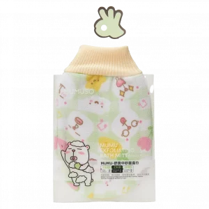 MUMUSO Peeling-Handschuh Sandfarbe mit Cartoon-Lamm-Print – Badezubehör zur Hauterneuerung, sanft für empfindliche Haut.
