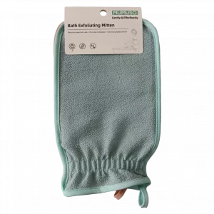 MUMUSO Peeling-Handschuh ultra-dünn in Blau zur sanften Körperpflege – ideal als Badeaccessoire für empfindliche Haut.