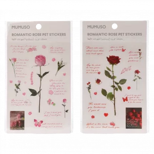 MUMUSO PET Sticker-Set mit Rosen, selbstklebend, für Bastelprojekte und Notizbücher in Rosa/Rot.