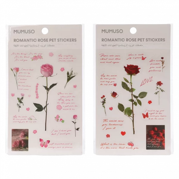 MUMUSO PET Sticker-Set mit Rosen, selbstklebend, für Bastelprojekte und Notizbücher in Rosa/Rot.