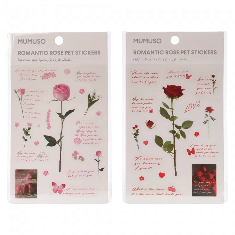 MUMUSO PET Sticker-Set mit Rosen, selbstklebend, für Bastelprojekte und Notizbücher in Rosa/Rot.