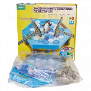 MUMUSO Pinguin-Gesellschaftsspiel aus Kunststoff für Kinder, Geschicklichkeitsspiel mit Pinguin-Figur und Eisbloecken.
