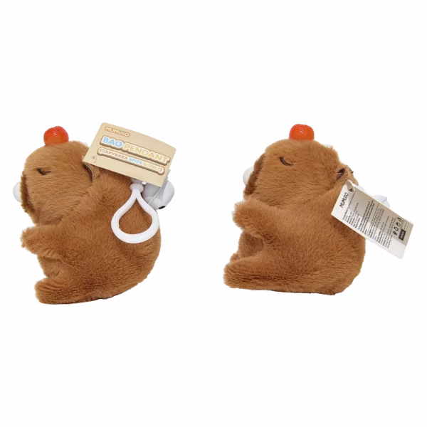 MUMUSO Plüsch-Anhänger Capybara für Kinder aus Polyester und Kunststoff, braun, weicher Taschenanhänger für Rucksack.