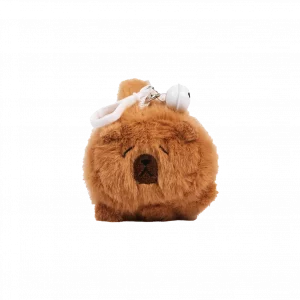 MUMUSO Plüsch-Anhänger mit Capybara aus Polyester, Braun – weiches Capybara Plüschtier als Taschenanhänger für Kinder.