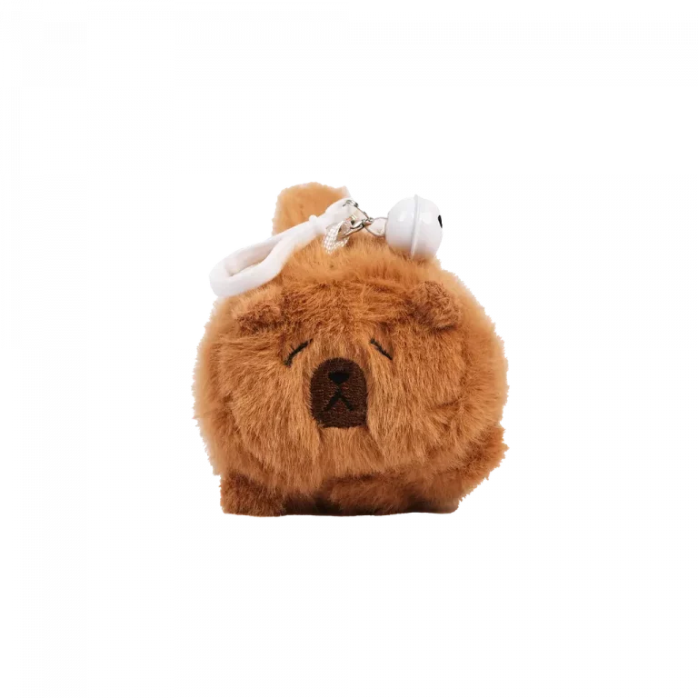 MUMUSO Plüsch-Anhänger mit Capybara aus Polyester, Braun – weiches Capybara Plüschtier als Taschenanhänger für Kinder.