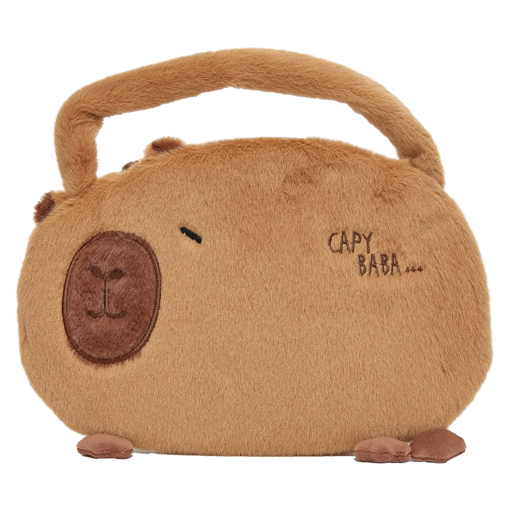 mumuso_pluesch-handtasche_schultertasche_braun_capybara_2.webp MUMUSO Plüsch-Handtasche mit Capybara, Schultertasche in Braun – weiche Tasche mit Tier-Optik für Kinder oder Fans.