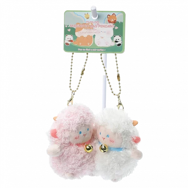 MUMUSO Plüschanhänger Schaf aus Polyester, magnetischer Taschenanhänger für Kinder (Weiß) – weich und niedlich.