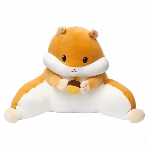 MUMUSO Rückenkissen in Beige, weiches Plüschkissen mit Hamster, perfektes Stützkissen aus Polyester für Sofa oder Büro.