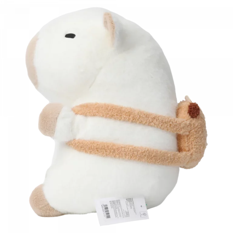 MUMUSO Plüschtier Capybara mit braunem Rucksack, 35 cm – weiches Stofftier aus Polyester für Kinder.