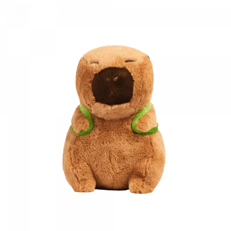 MUMUSO Plüschtier Capybara mit Avocado-Rucksack, 30 cm – weiches Capybara Kuscheltier, braun, für Kinderzimmer.