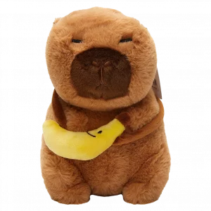 MUMUSO Plüschtier Capybara, 23 cm (Braun), aus Polyester – weiches Kuscheltier mit Banane, ideal für Kinder.