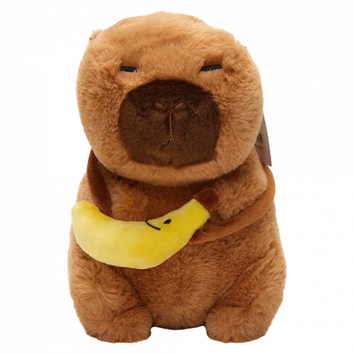 MUMUSO Plüschtier Capybara, 23 cm (Braun), aus Polyester – weiches Kuscheltier mit Banane, ideal für Kinder.