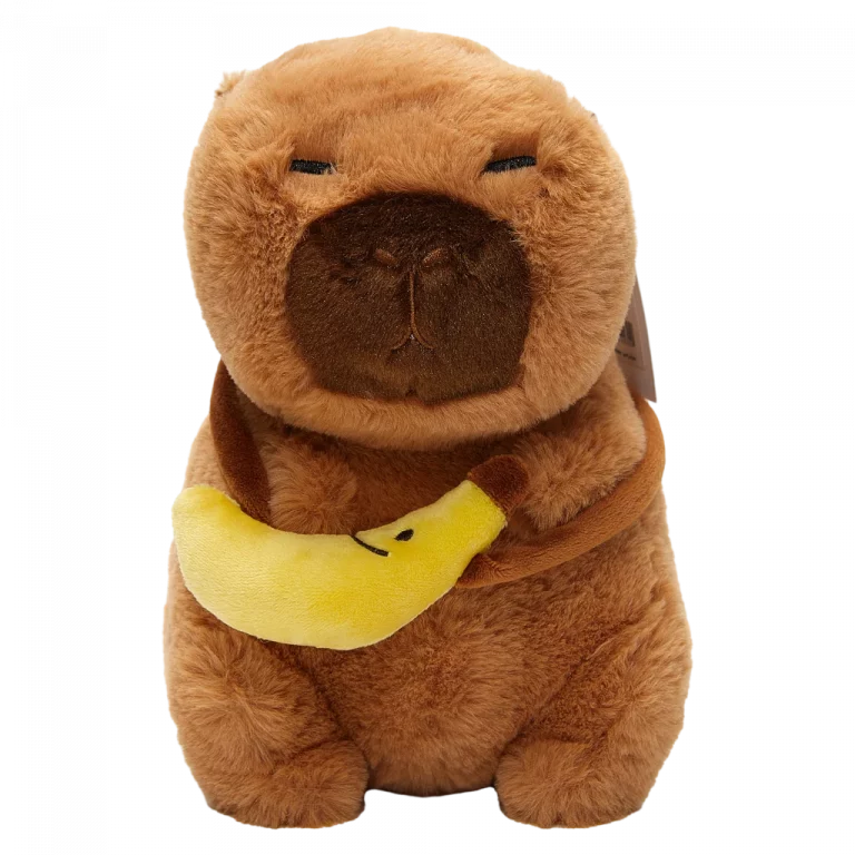 MUMUSO Plüschtier Capybara, 23 cm (Braun), aus Polyester – weiches Kuscheltier mit Banane, ideal für Kinder.